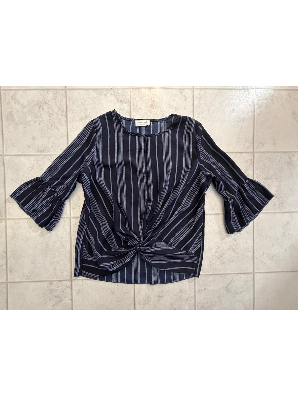 Striped twist front blouse